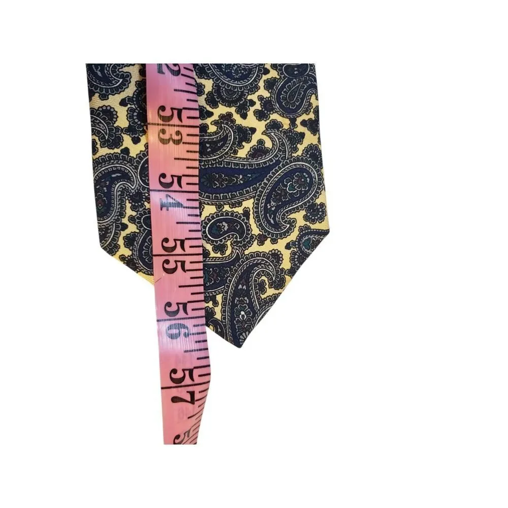 Bert Pulitzer Collectors Edition Neck Tie Mens Luxury Yellow Blue Paisley Office